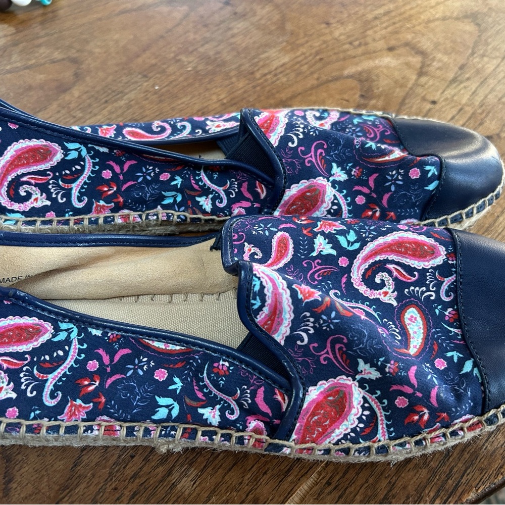 Talbots Paisley Espadrilles - Navy and Red - Picture 3 of 7